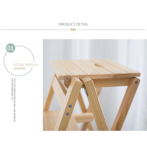 Taburete plegable de madera maciza: escalera portátil y ligera para el hogar 5