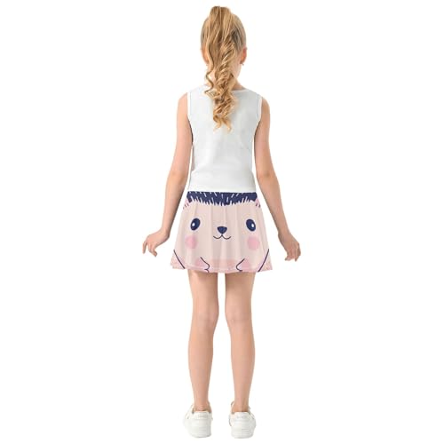 Tennis Skirts Toddler Cartoon Hedgehog Flowers Girls' Shorts Athletic Skorts Breathable Cheer Skirt 4t4