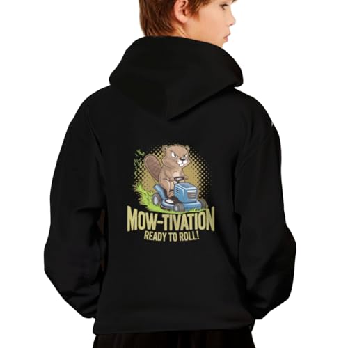 Funny Cute Beaver Lawn mower Gardening Gift Hoodies for Teen Girls Boys Lightweight Kangaroo Pocket Sweatshirt2