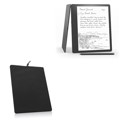 BoxWave Case Compatible with Amazon Kindle Scribe (1st Gen 2024) - Velvet Pouch, Soft Velour Fabric Bag Sleeve with Drawstring - Jet Black