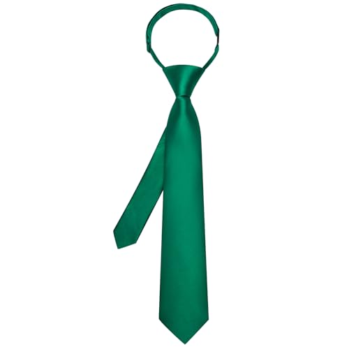 Image of Hi-Tie Pretied Boys Ties Solid Color Kids Adjustable Necktie Lapel Pin Clip Set Age 8-12 Wedding School Graduation