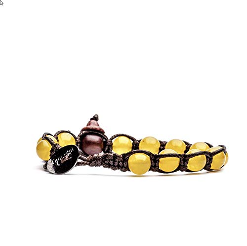 Bracciale Originale Tibetano Tamashii In Agata Gialla 6mm - Unisex - Significato Spirituale Buddista - 2