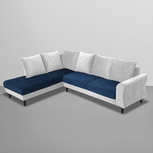 Image of Gratly LHS 4 Seater L Shape Sofa Set for Living Room (Blue Grey Colour) Premium Fabric Sofa
