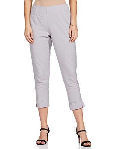 Image of BIBA Women Cotton Blend Regular Solid Pants
