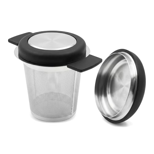 2 Pack 304 Stainless Steel Tea Strainers with Silicone Handles – Large-Capacity Fine Mesh Loose-Leaf Tea Infuser, Universal Mug/Teapot Filter for Tea and Coffee
