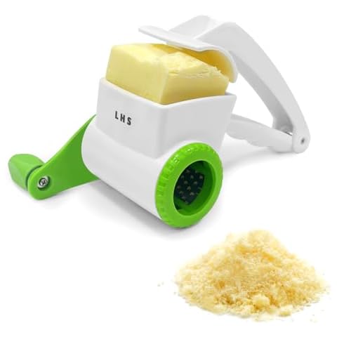 LHS Rotary Cheese Graters for Kitchen, Professional Manual Crank Handheld Cheese Grater with Stainless Steel Drum for Grating Hard Cheese, Chocolate, Nuts and More（Green） Cover