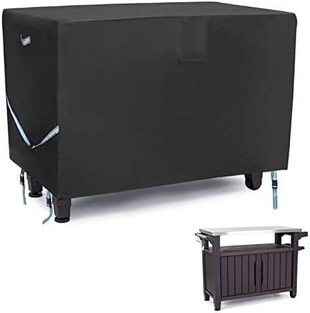 55-inch Table Cover, Waterproof Outdoor Prep Table Cover for Keter Unity XL Portable Outdoor Table with Storage Cabinet, Heavy Duty BBQ Grill Table Cover, Breathable, UV Resistant, 55"L x 24"W x 32"L