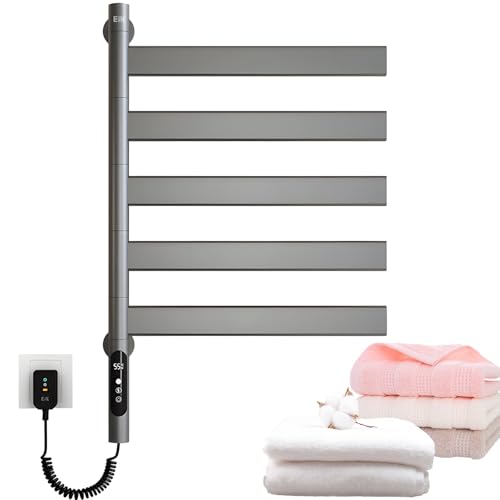 Artestia De Toalla De Toalla con Calefacción Inteligente, Radiador Montada En La Pared De La Toalla con Un Temporizador De 1~9h, Temperatura Ajustable De 30-70 °, Riel De Toalla Calentada De Toallas