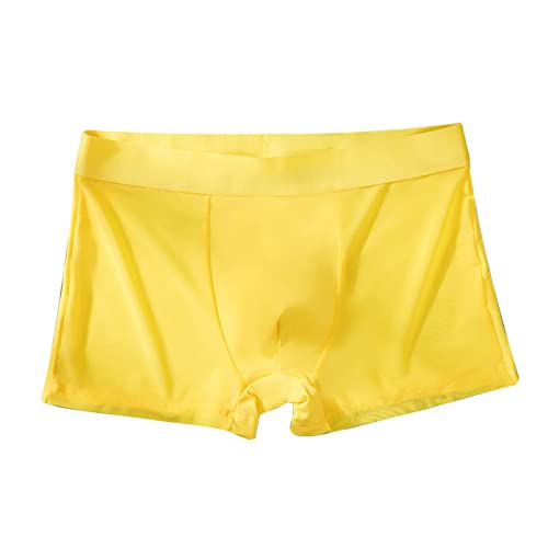 Mens Silk Underwear Boxer Briefs Soft Seamless Underwear Thin Quick Dry Breathable Boxer Briefs Trunks