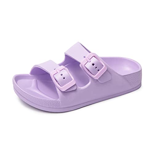 Image of FUNKYMONKEY Kids EVA Slides Waterproof Slip-on Pool Sandals for Boys Girls | Lightweight Plastic Sandals with Adjustable Double Buckle, Boys Girls Comfortable Non-slip Summer Shoes for Beach, Daily Wear