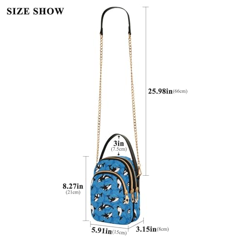 Orca Killer Whale Small Cross body Bags for Women Quilted Crossbody Cell Phone Shoulder Purse Handbags Wallet Detachable Chain Bag3