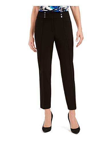 Kasper Women's Drapey Crepe Pant with Front Button Detail, Black, 18