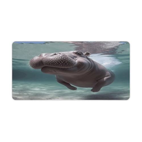 Diving Hippo Desk Pad con base de goma antideslizante miniatura 1