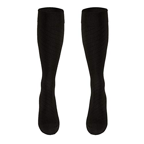 Image of Truform Travel Compression Socks for Men and Women, 15-20 Knee High Over Calf Length, Brown, Medium