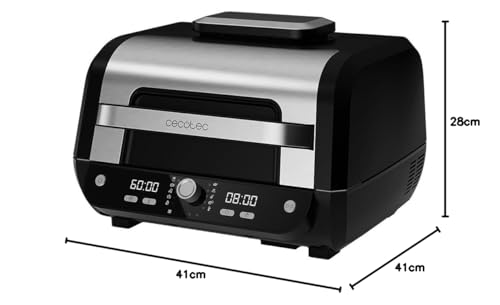 Cecotec Friteuse à air sans huile Cecofry FireDome 8000 Pro 1700 W Double Résistance, 4 Niveaux Grill, 12 Modes Prédéfinis, Température et Temps Réglables, Pack d'accessoires