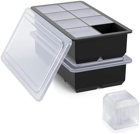 Bangp Large Ice Cube Tray for Whiskey,2 Pack Stackable Big Ice Cube Molds Make 16 Big Whiskey Ice Cubes,Easy Release Square Ice Cube Maker for Cocktails,Whiskey,Soups and Frozen Treats - Thumbnail 4