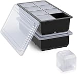 Bangp Large Ice Cube Tray for Whiskey,2 Pack Stackable Big Ice Cube Molds Make 16 Big Whiskey Ice Cubes,Easy Release Square Ice Cube Maker for Cocktails,Whiskey,Soups and Frozen Treats