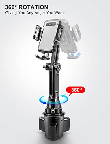 Image of TOPGO Car-Cup-Holder-Smartphone-Mount Adjustable Long Pole Automobile Cup Holder Smart Phone Cradle Car Mount for iPhone 11 Pro /XR /XS Max /X /8 /7 Plus /6s /Samsung S10 /Note 9 /S8 Plus /S7 Edge-Grey