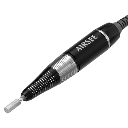 AIRSEE Handpiece for E8 Electric Nail Drill, Aluminum Alloy Handpiece Low Heat Low Noise Low Vibration for Handling Black