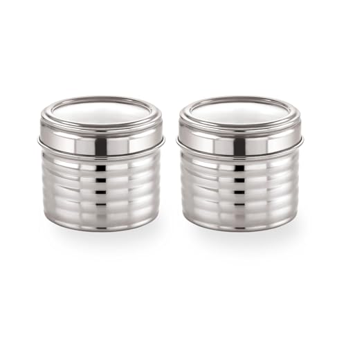 Image of Sizzle Roxy Stainless Steel Container Set with See Through Lid, Multipurpose Kitchen Storage Dabba for Spices,Coffee, Snacks, Dry Fruits | Leak-Proof Food Storage Organizer |600ML - 2 pcs