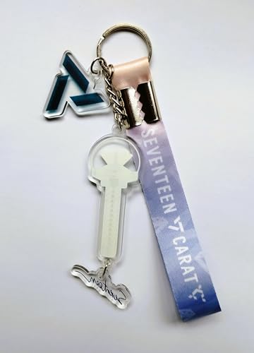 Image of SEVENTEEN Caratbong Lightstick Inspired Acrylic Keychain With Lanyard | SVT & Carat Logo Landyard |Kpop BoyBand | Caratbong Keyring | Seventeen Keychain| Kpop Lightstick