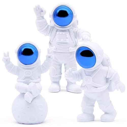 Mudoulu 3 St&uuml;ck Astronauten Figuren Set, Harz Deko Ornament f&uuml;r Kinderzimmer Schreibtisch Wohnzimmer, Weltraum Figuren Spielzeug f&uuml;r Geburtstag Party Geschenk Deko