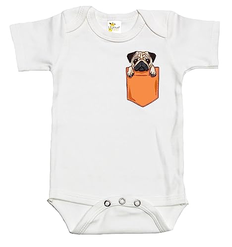 Baby Bodysuit - Pug Dog in the Pocket Baby Clothes for Infants