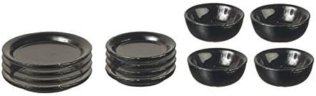 Melody Jane Dollhouse - Juego de platos y platos de metal en miniatura