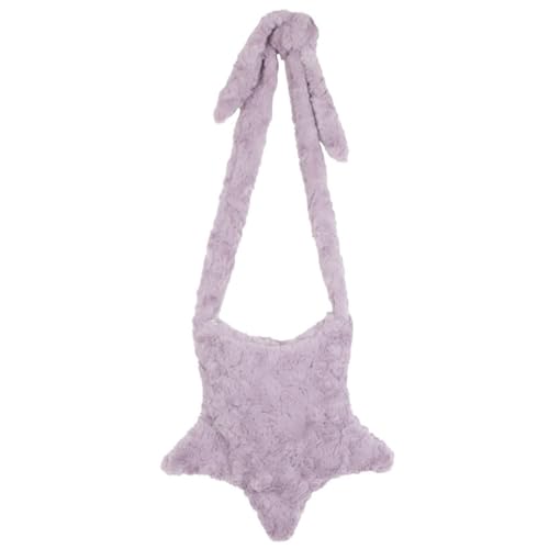 Sac à bandoulière en peluche grande capacité avec motif étoile pour femme