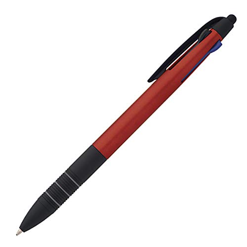 Notrash2003® Triple Ballpoint Pen 3 Colours Blue Red and Black and Touch Pen Stylus Pen 4in1 Writing Device (Red) Pack of 10 - Image 3