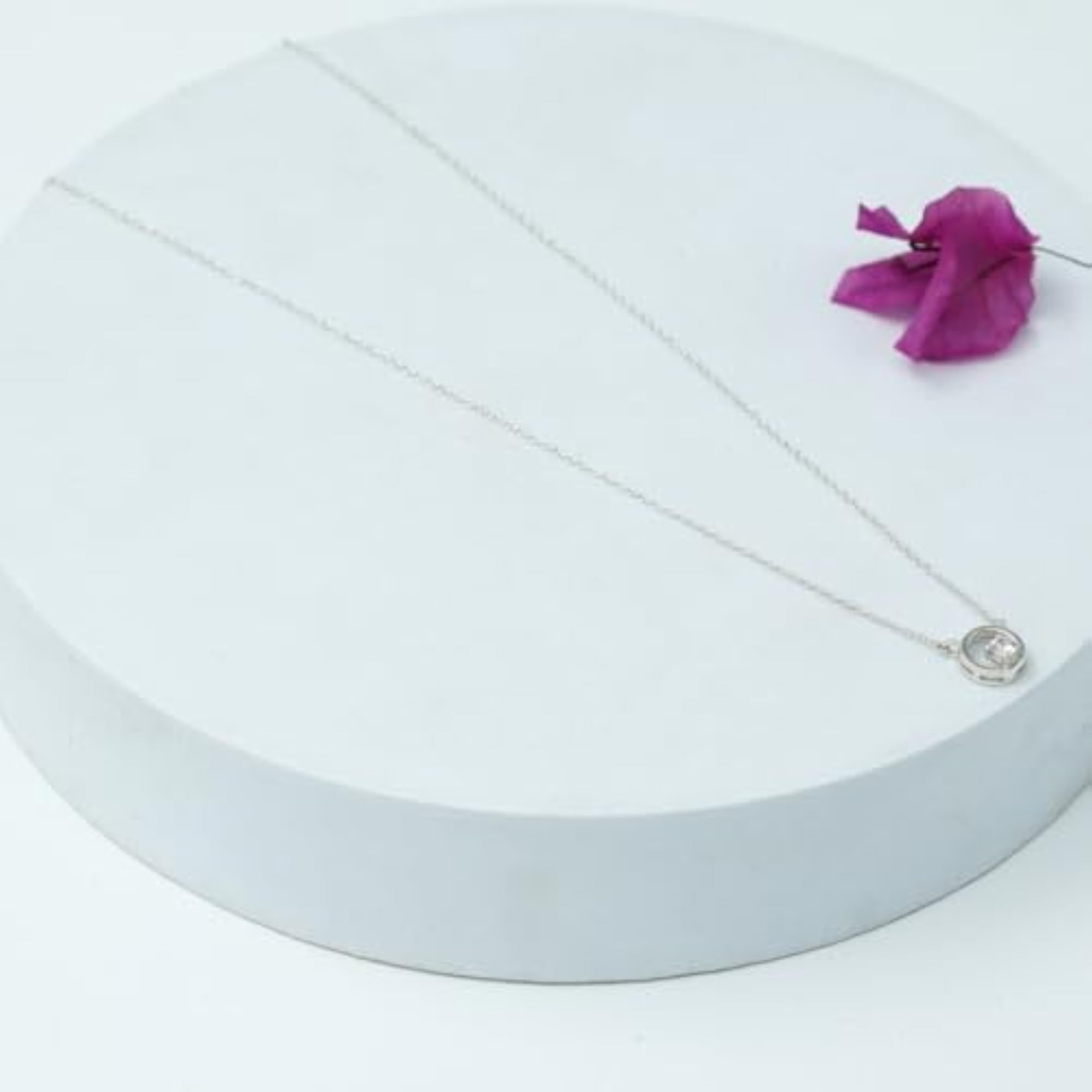 Women's 92.5 Silver Necklace with CZ Circle Pendant