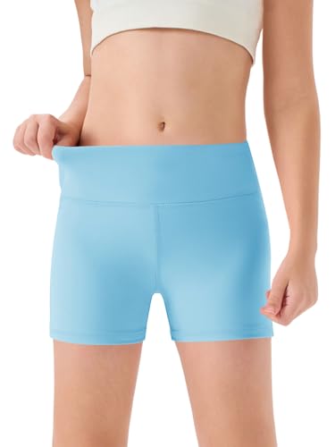Image of Haloumoning Girls Athletic Shorts Kids High Waisted Yoga Dance Biker Shorts Comfy Gymnastics Shorts 5-14Y