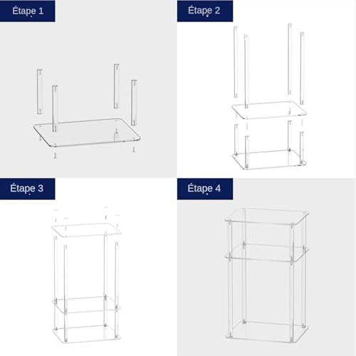 Table d'appoint en acrylique transparent avec rangement à 3 niveaux - 7