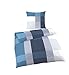 Produktbild Träumschön Biber Bettwäsche 135x200 Baumwolle 4tlg | Partner Bettwäsche Set 4teilig | Feinbiber Bettwäsche Petrol Weiß kariert | Ideale Winter Bettwäsche