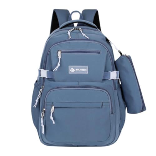 Mochila Escolar Grande Impermeável Bolsa Reforçada Com Bolso Antifurto e Divisória Para Notebook Acompanha Estojo Feminina Masculina Trabalho Faculdade Adulto Infantil Juvenil Adolescente (Azul)