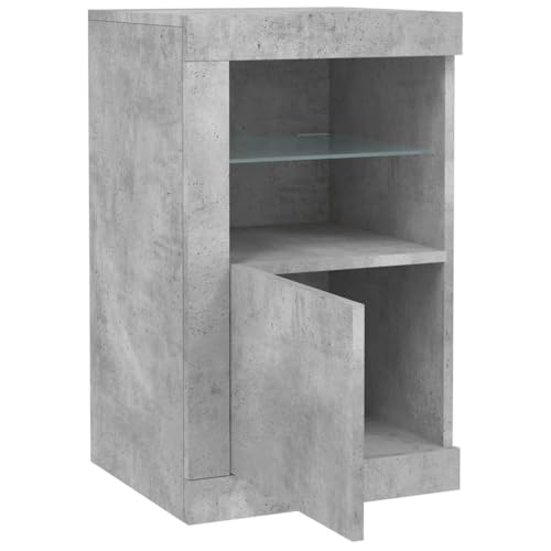 Armoire d'appoint gain de place grise avec rangement ferm&eacute; et USB
