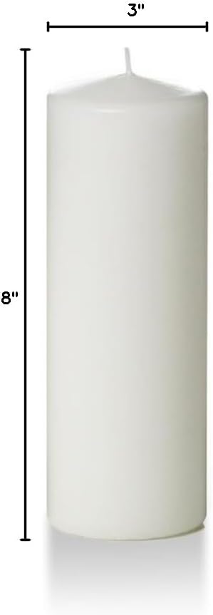 yummi 3" x 8" White Round Pillar Candles - 3 per Pack