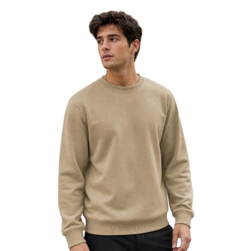 Image of Nobero Sweatshirts for Man Stylish | 280 GSM Rich Cotton Fleece Solid Regular Fit Full Sleeve Sweatshirt for Men | Stylish Casual Wear Winter Crew Neck Sweatshirt for Men