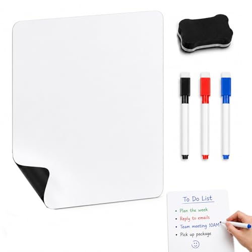 Tableau Magnetique Frigo A4, Tableau Blanc Effacable 1 Pièces, Avec 3 Marqueurs + 1 Effaceur, Tableau Aimanté Pour Listes De Courses, Réfrigérateur, Planification, Notes Et Messages
