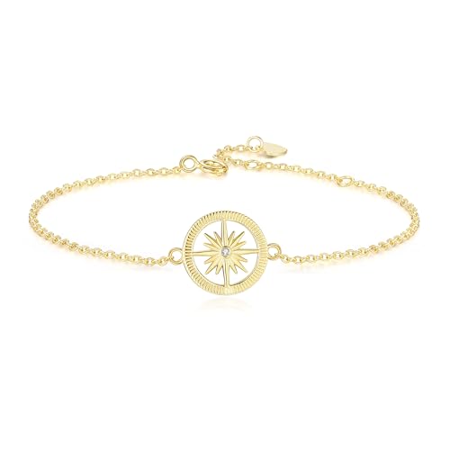 GAVU Damenarmband 14k Gold mit Kompass-Anhänger GAVU Damenarmband 14k Gold mit Kompass-Anhänger