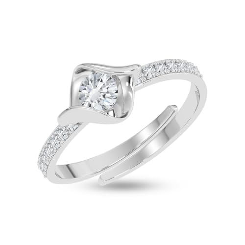 Image of CLARA 925 Sterling Silver Mia Solitaire Pendant Earrings Chain Bracelet Ring for Women & Girls| Platinum Plated | Gift for her