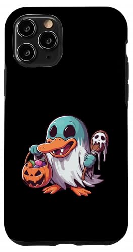 怖いハロウィーン カモノハシ ゴースト 不気味なキャンディバッグ スマホケース iPhone 11 Pro 用