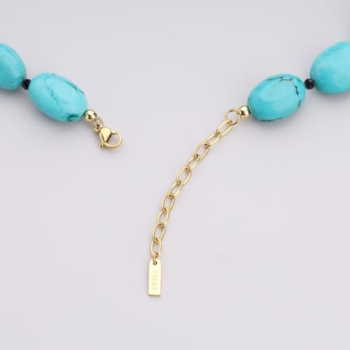 Collier perle femme COAI en améthyste et turquoise synthétique, bijou chunky boho unique - 5