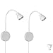 Produktbild 2er Set anschraubbare Leseleuchten Wandleuchten Wandmontage Bettlampen Schwanenhals Flexarm m. Schnurschalter incl. GU10 LED (2er Set weiß incl. GU10 LED)