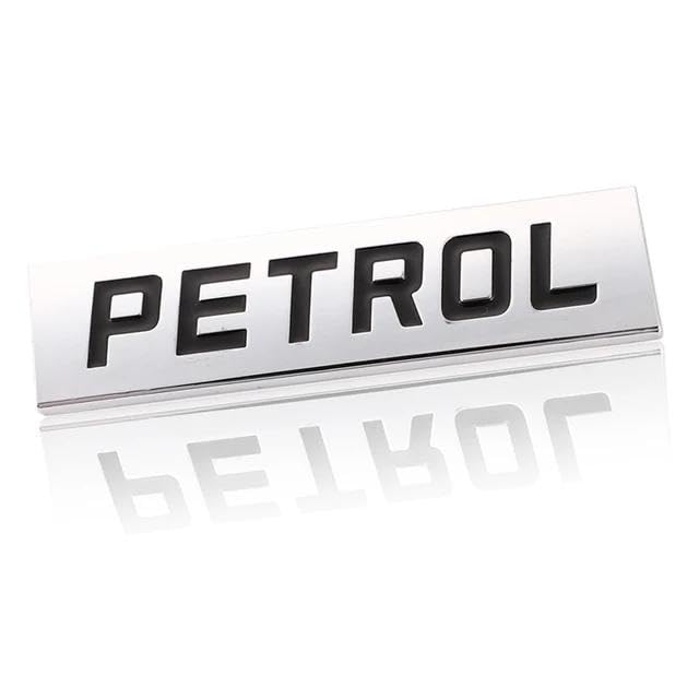 AutoBizarre 3D Raised Petrol Metal Monogram Emblem Badge Sticker for All Cars & Bikes (Silver Black)
