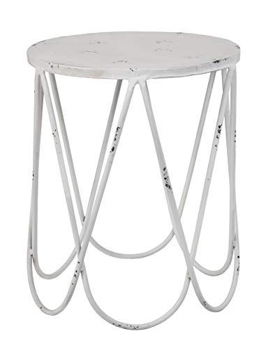 Haku Möbel Mesa Auxiliar, Metal, Blanco Envejecido, 49 x 41 x 45 cm