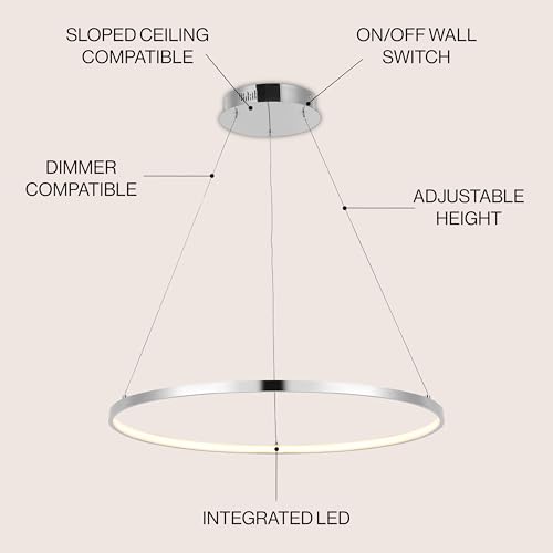 JONATHAN Y JYL7203C Brice 23.75″ Modern Bohemian Iron Integrated LED Pendant Coastal Contemporary Adjustable Dining Room Living Room Kitchen Island Foyer Bedroom Hallway, Chrome - Image 2