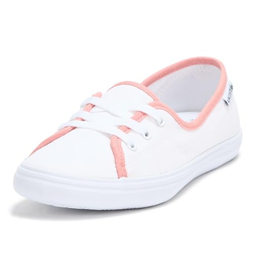 La mejor selección de Lacoste Rosa Mujer Top 10. 43 Lacoste - Tenis de Base Mediana para Mujer, Blanco/Rosa Claro, 23.5