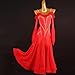 ZHQNZJF National Standard Competition Dress Ballroom Dance Skirt Rhinestones Waltz Performance Outfit Flamenco Costume,Red,XXL