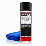 VE-INDUSTRIES Edelstahlpflege Spray Set 400 ml – Edelstahlreiniger für Küche & Gastronomie | inkl. Microfasertuch | antistatisch, streifenfrei & glänzend